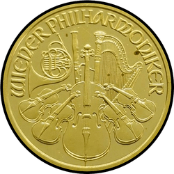 реверс 10 евро 2006 "Венская филармония 1/10 oz Gold"