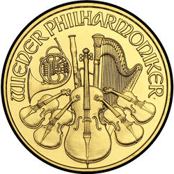 реверс 10 евро 2012 "Венская филармония 1/10 oz Gold"