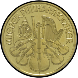 реверс 10 евро 2016 "Венская филармония 1/10 oz Gold"