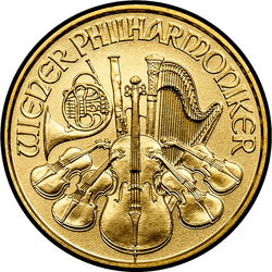 реверс 10 евро 2017 "Венская филармония 1/10 oz Gold"