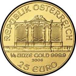 аверс 25€ 2006 "Венская филармония 1/4 oz Gold"