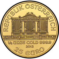 аверс 25€ 2012 "Венская филармония 1/4 oz Gold"