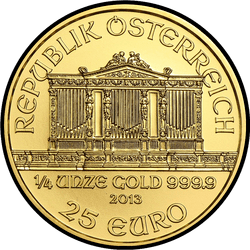аверс 25€ 2013 "Венская филармония 1/4 oz Gold"