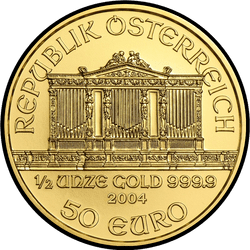 аверс 50€ 2004 "Венская филармония 1/2 oz Gold"