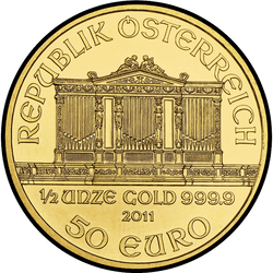 аверс 50€ 2011 "Венская филармония 1/2 oz Gold"