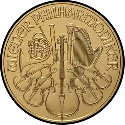 реверс 50 евро 2021 "Венская филармония 1/2 oz Gold"
