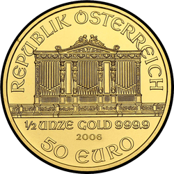 аверс 50€ 2006 "Венская филармония 1/2 oz Gold"
