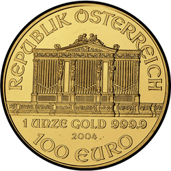 аверс 100 евро 2004 "Венская филармония 1 oz Gold"