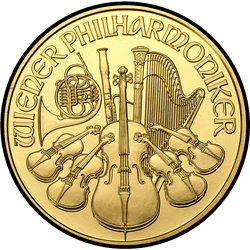 реверс 100 евро 2007 "Венская филармония 1 oz Gold"