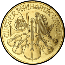 реверс 100 евро 2009 "Венская филармония 1 oz Gold"
