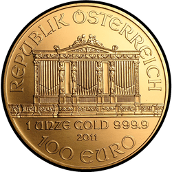 аверс 100€ 2011 "Венская филармония 1 oz Gold"