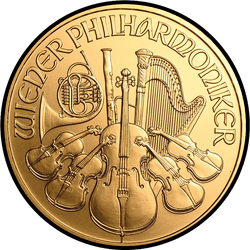 реверс 100 евро 2011 "Венская филармония 1 oz Gold"