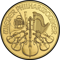 реверс 100 евро 2016 "Венская филармония 1 oz Gold"