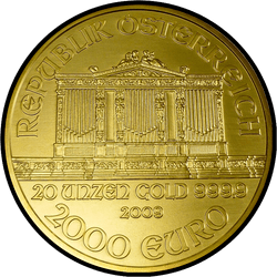 аверс 2000 евро 2009 "Венская филармония 20 oz Gold"