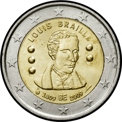 аверс 2€ 2009 "200 aniversario del nacimiento de Louis Braille"