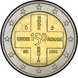 аверс 2€ 2014 "150 anni della Croce Rossa del Belgio"