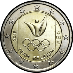 аверс 2€ 2016 "Олимпийские игры в Рио-2016 - Команда Бельгия"