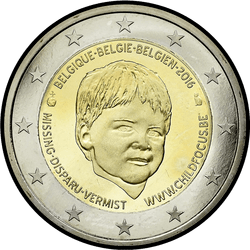 аверс 2€ 2016 "Il ventesimo anniversario del Centro europeo "Child Focus""