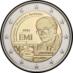 аверс 2€ 2019 "25 лет Европейскому валютному институту"