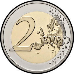 реверс 2€ 2021 "500th anniversary of the appearance of the decree on the second period of issue of coins during the reign of Charles V"