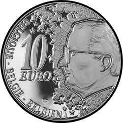 аверс 10€ 2002 "50 лет открытия ж/д линии Север-Юг в Брюсселе"