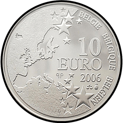 аверс 10 евро 2006 "50 лет несчастному случаю на шахте Bois du Cazier /цвет/"