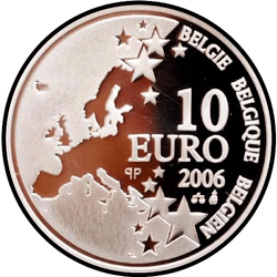 аверс 10 евро 2006 "50 лет несчастному случаю на шахте Bois du Cazier"