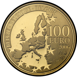 аверс 100 евро 2006 "175 лет бельгийской правящей династии"