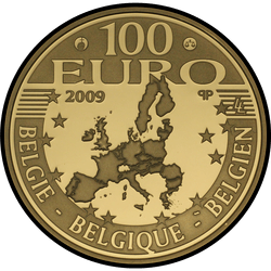 аверс 100 евро 2009 "50 лет со дня бракосочетания королевской четы"