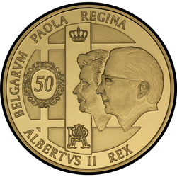 реверс 100 евро 2009 "50 лет со дня бракосочетания королевской четы"