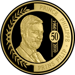 реверс 100 евро 2010 "50 лет со дня рождения принца Филиппа"