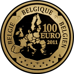 аверс 100 евро 2011 "150 лет со дня рождения Виктора Орта"