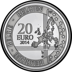 аверс 20 евро 2014 "25 лет падения Берлинской стены"