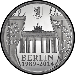 реверс 20€ 2014 "25 лет падения Берлинской стены"
