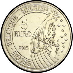 аверс 5 евро 2015 "Монс - Культурная столица Европы"