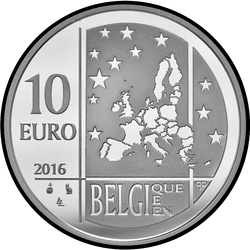 аверс 10€ 2016 "Бельгийская сборная на Олимпийских играх 2016 в Рио-де-Жанейро"