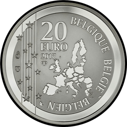 аверс 20 евро 2017 "200 лет со дня рождения Джозефа Пуэларта"