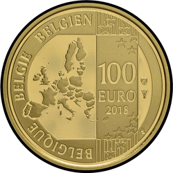 аверс 100 евро 2018 "25 лет со дня смерти короля Бодуэна"