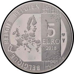 аверс 5 евро 2018 "100 лет со дня окончания Первой Мировой войны"