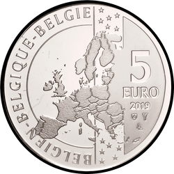 аверс 5 евро 2019 "75 лет Высадка в Нормандии (D-Day)"