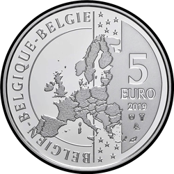 аверс 5 евро 2019 "50-летие высадке человека на Луне"