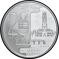 реверс 20€ 2020 "20 лет объявления исторического центра Брюгге объектом Всемирного наследия ЮНЕСКО"