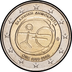 аверс 2€ 2009 "10 ° aniversario de la Unión Económica y Monetaria"