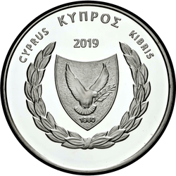 аверс 5€ 2019 "साइप्रस विश्वविद्यालय की नींव के 30 साल"
