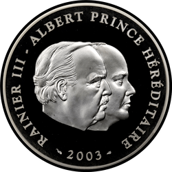 аверс 10 евро 2003 "Ренье III и наследственный Принц Альбер"
