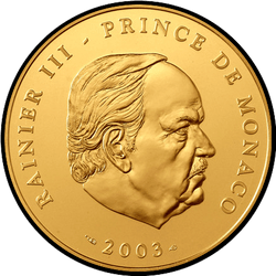 аверс 100€ 2003 "Реньє III-принц Монако"