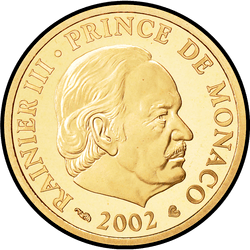 аверс 20€ 2002 "Rainiero III-Príncipe de Mónaco"