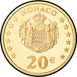 реверс 20 евро 2002 "Ренье III - принц Монако"
