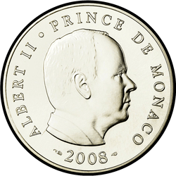 аверс 5 евро 2008 "50 лет со дня рождения Принца Альбера II"