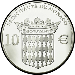 реверс 10€ 2012 "400 anni di Honoré II, primo principe sovrano di Monaco"